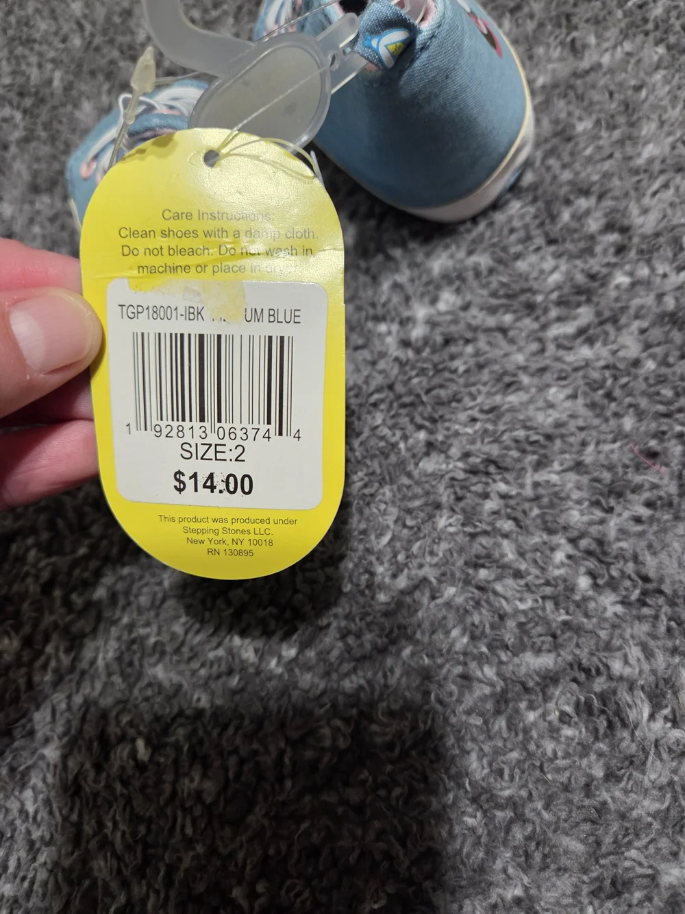 Baby Denim-Look Walker Shoes with Pink Trim And Unicorn